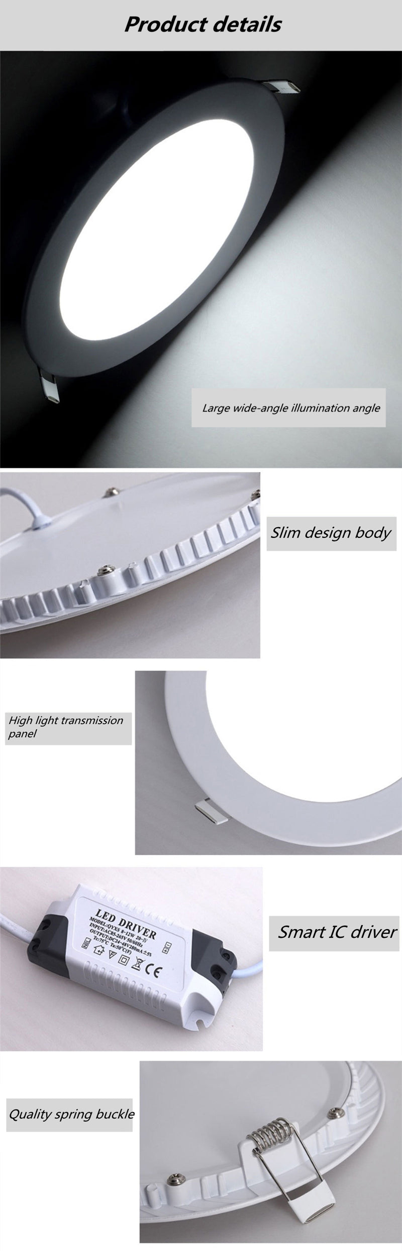 LED Panel Light 3W 4W 6W 9W 12W 15W 18W Recessed Ceiling LED Downlight Indoor lighting Spot Light Slim design home renovation