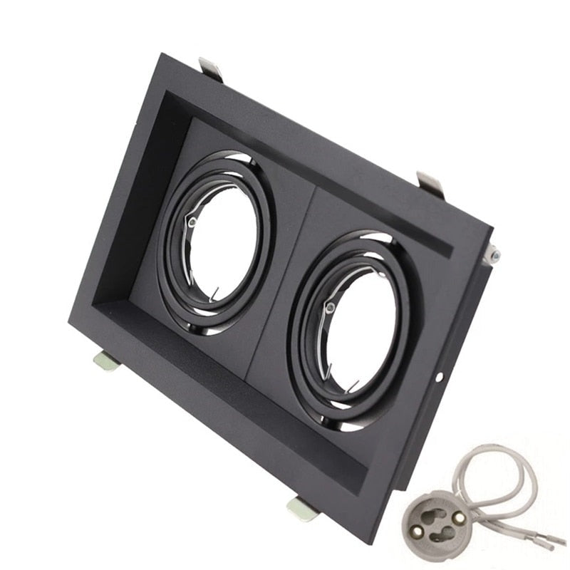 Square Ring Led Ceiling Downlights Recessed Adjustable GU10 MR16 Bulb Socket Base Spot Lamps Holder Frame Bracket Fitting