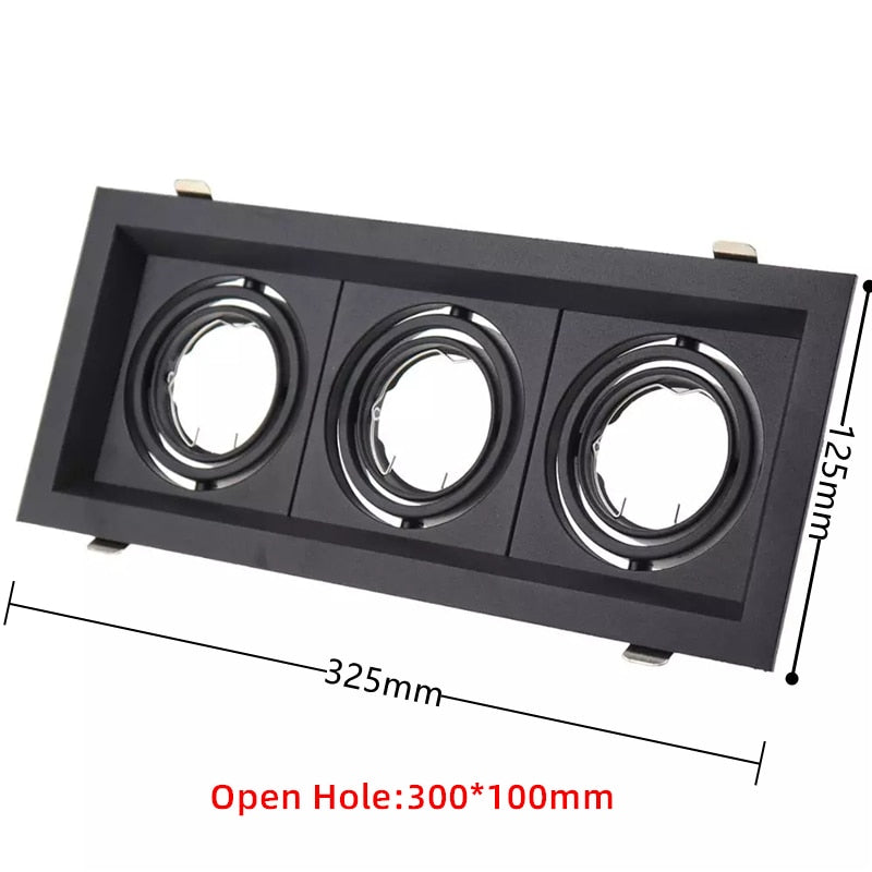 Square Ring Led Ceiling Downlights Recessed Adjustable GU10 MR16 Bulb Socket Base Spot Lamps Holder Frame Bracket Fitting