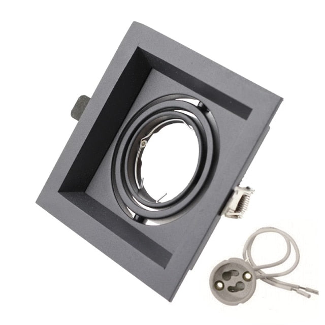 Square Ring Led Ceiling Downlights Recessed Adjustable GU10 MR16 Bulb Socket Base Spot Lamps Holder Frame Bracket Fitting