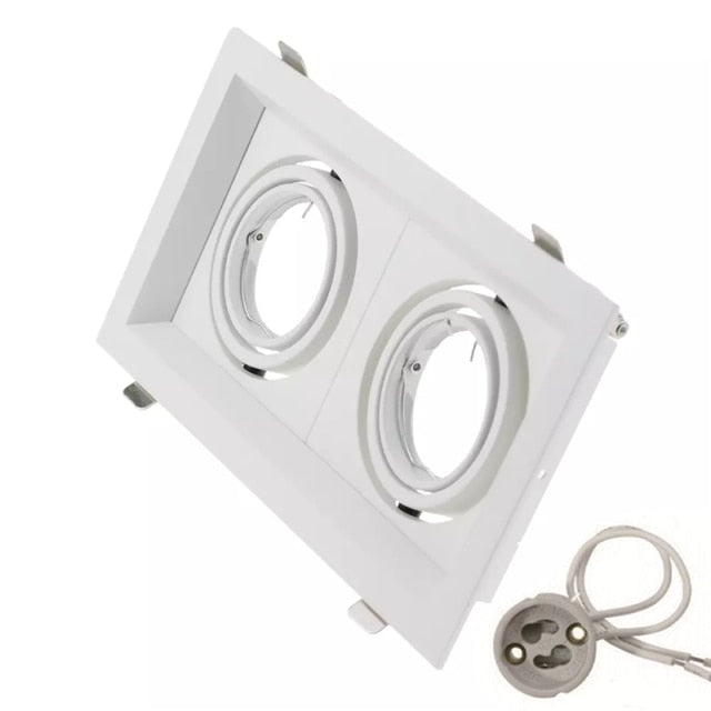 Square Ring Led Ceiling Downlights Recessed Adjustable GU10 MR16 Bulb Socket Base Spot Lamps Holder Frame Bracket Fitting