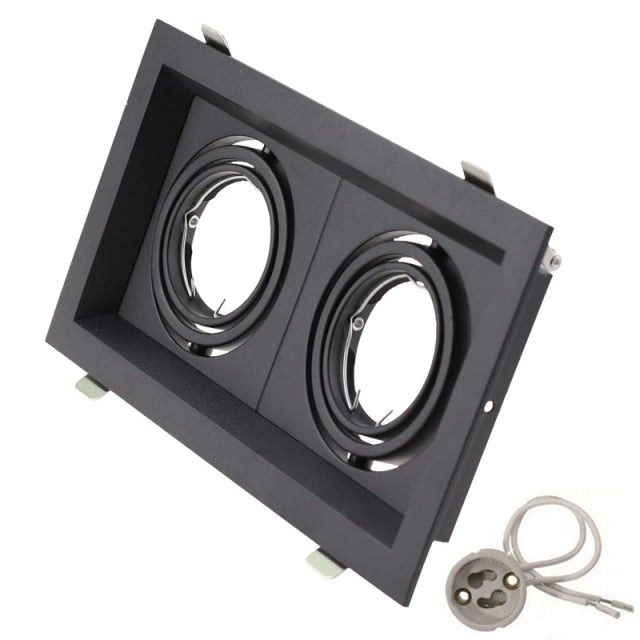 Square Ring Led Ceiling Downlights Recessed Adjustable GU10 MR16 Bulb Socket Base Spot Lamps Holder Frame Bracket Fitting