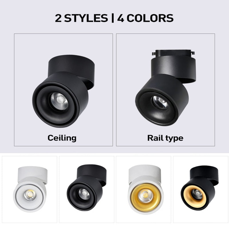 LED Lights 360° Rotating Ceiling Lamp Golden Track Light led Downlight Surface Spotlight Indoor Lighting Living Room Spot Light