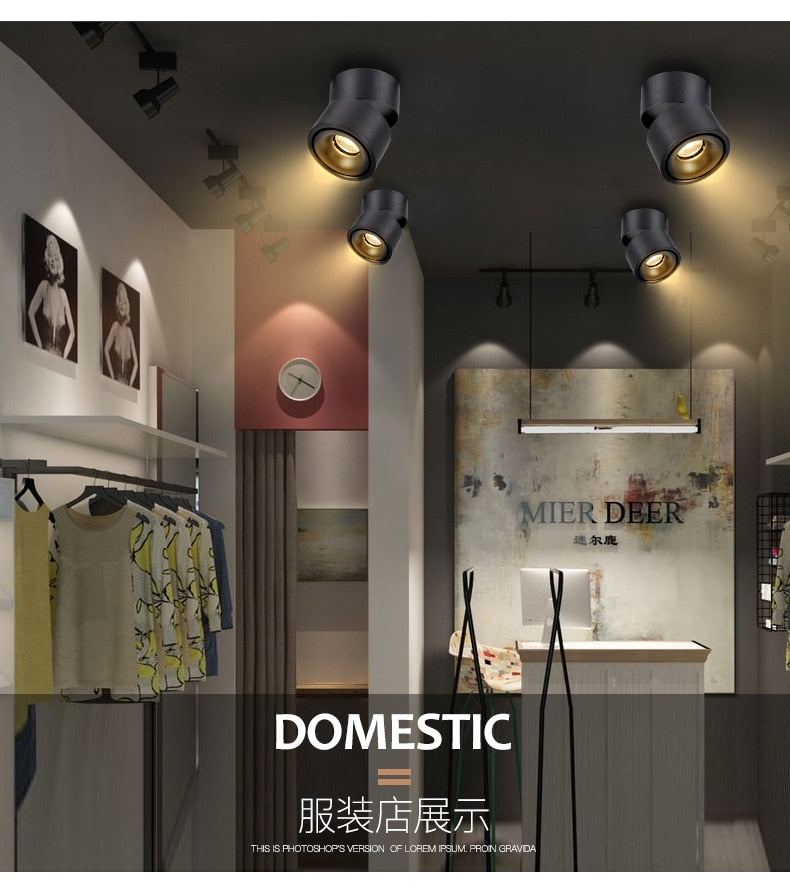 LED Lights 360° Rotating Ceiling Lamp Golden Track Light led Downlight Surface Spotlight Indoor Lighting Living Room Spot Light