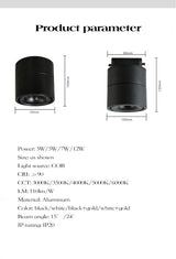 LED Lights 360° Rotating Ceiling Lamp Golden Track Light led Downlight Surface Spotlight Indoor Lighting Living Room Spot Light