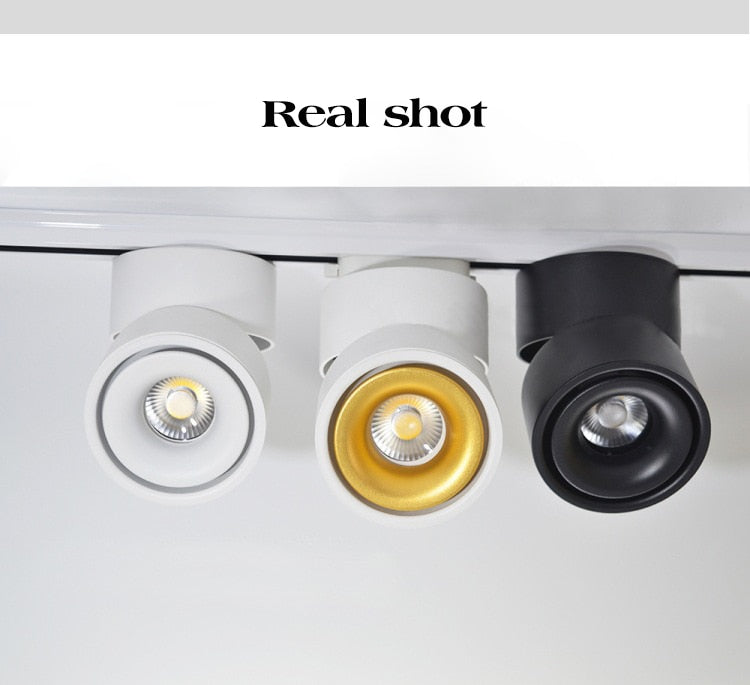 LED Lights 360° Rotating Ceiling Lamp Golden Track Light led Downlight Surface Spotlight Indoor Lighting Living Room Spot Light