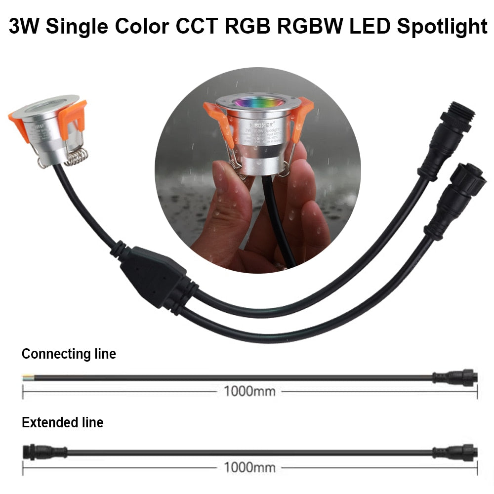 Miboxer 12V 3W Mini Single Color CCT RGB RGBW Dimmable  LED Waterproof Spot Light Cabinet Lamp Wardrobe Showcase  Downlight