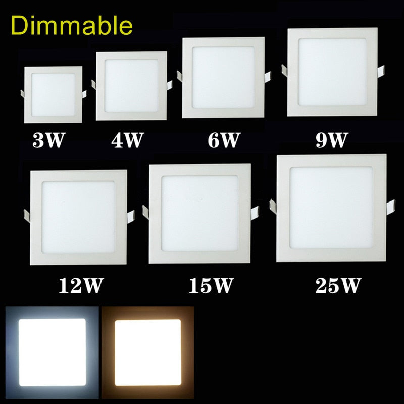 Square LED Downlight Recessed Kitchen Bathroom Lamp Dimmable 25W ultra thin Warm White/Natural/Cool White