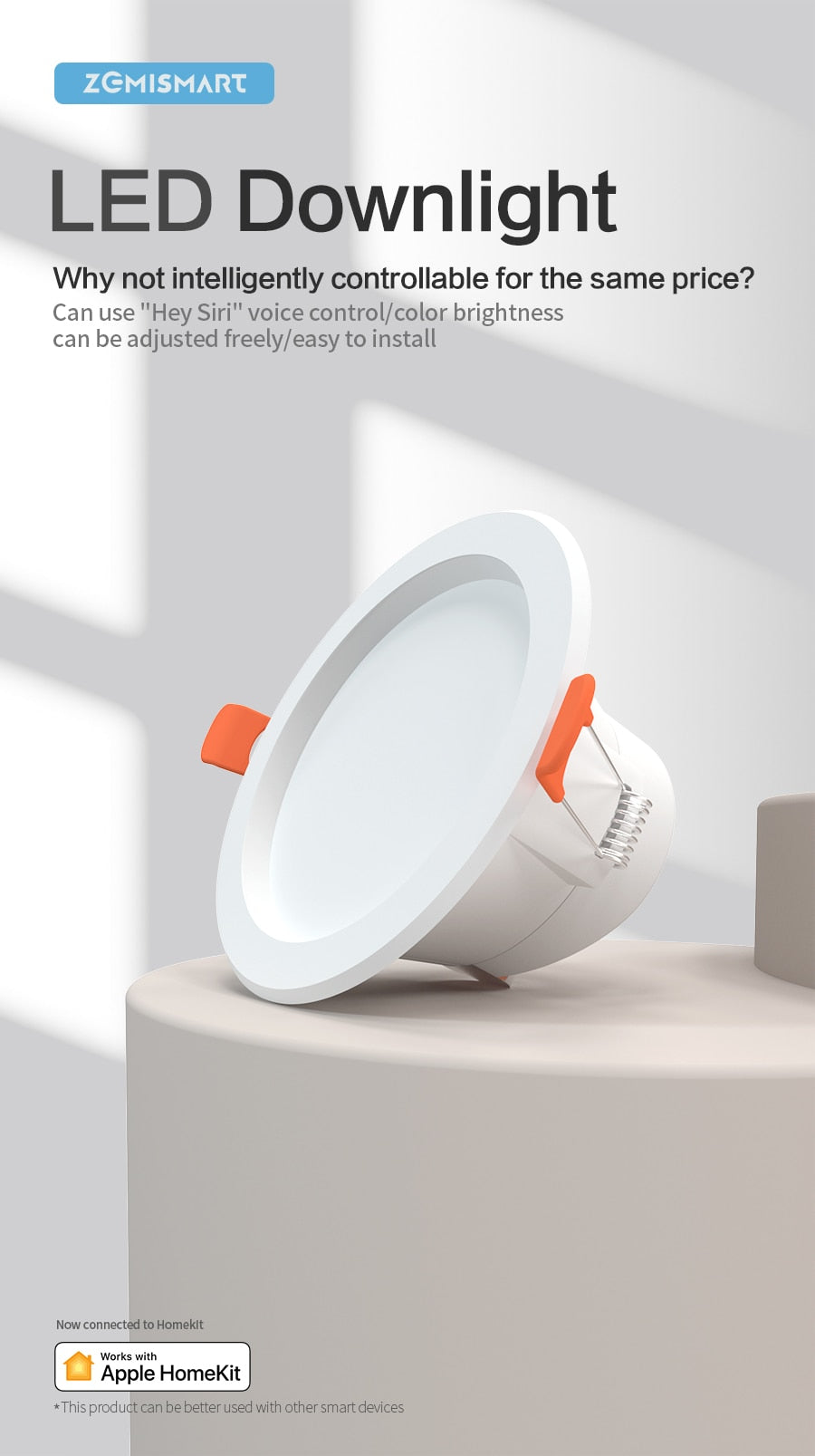 Benexmart Zigbee Tuya LED Dimmable Downlight for Ceiling Round Recessed Lamp Alexa Google Home Work with Homekit via ZMHK-01 Hub