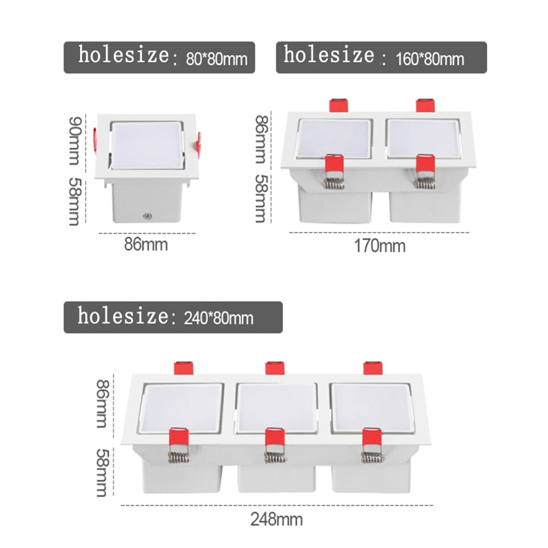 ACETIDE LED Ceiling downlight Angle Adjust 60degree Recessed led Downlight 7W 14W Ceiling Spot Light fixture 3000K--6000K 220V