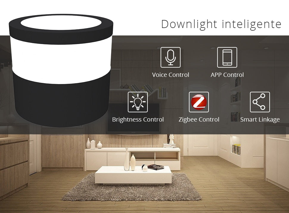 Benexmart Tuya Zigbee LED Surface Mounted Downlight 9W RGBW Dimmable Ceiling Lamp for Decor Round Spotlight Alexa Google Home