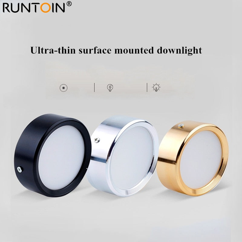 LED Ceiling surface mounted downlight 3W 5W 7W 9W 12W AC86V~220V LED ceiling lamp round ultra-thin spotlight indoor lighting