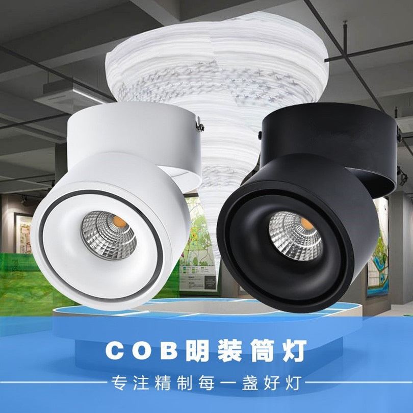 Surface Mounted 15W 20W COB LED Dimmable Adjustable Recessed Ceiling Lamps Indoor Spot Downlights Black/White Body Free Shipping