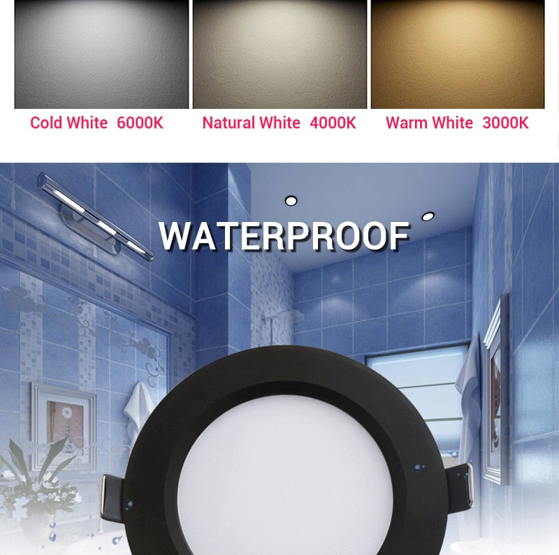 LED Downlight Waterproof IP65 3W 5W 7W 9W 12W 15W Warm Natural Cold White Spot Lamp AC 220V 230V 240V Indoor Lighting