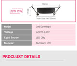 LED Downlight Waterproof IP65 3W 5W 7W 9W 12W 15W Warm Natural Cold White Spot Lamp AC 220V 230V 240V Indoor Lighting