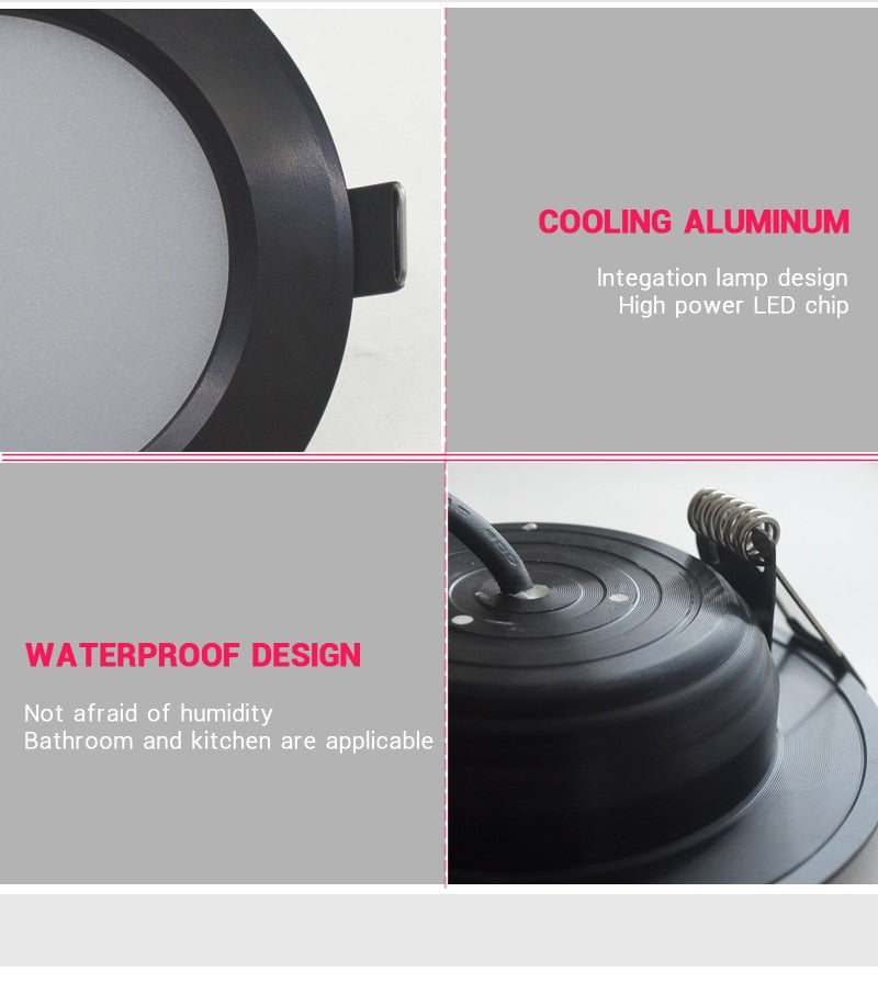 LED Downlight Waterproof IP65 3W 5W 7W 9W 12W 15W Warm Natural Cold White Spot Lamp AC 220V 230V 240V Indoor Lighting