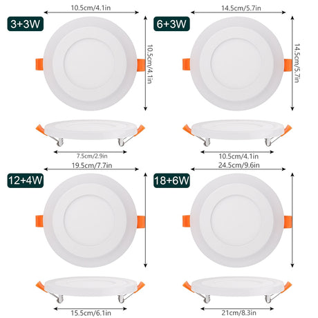 LED Downlight Round 6W - 24W 3 Model LED Lamp Double Color Panel Light RGB &amp; white Ceiling Recessed with Remote Control