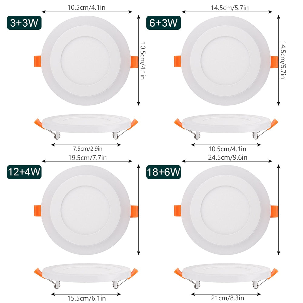 LED Downlight Round 6W - 24W 3 Model LED Lamp Double Color Panel Light RGB &amp;amp; white Ceiling Recessed with Remote Control