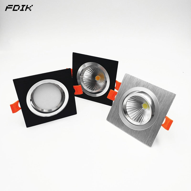 Square Recessed Dimmable COB LED Downlights 7W 9W 12W LED Ceiling Spot Lights AC85-265V LED Ceiling Lamps Indoor Lighting
