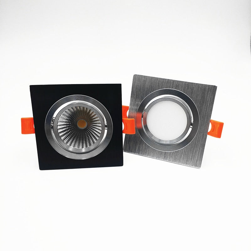 Square Recessed Dimmable COB LED Downlights 7W 9W 12W LED Ceiling Spot Lights AC85-265V LED Ceiling Lamps Indoor Lighting