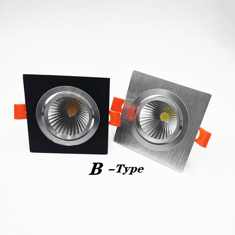 Square Recessed Dimmable COB LED Downlights 7W 9W 12W LED Ceiling Spot Lights AC85-265V LED Ceiling Lamps Indoor Lighting