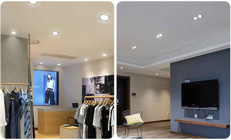 Square Recessed Dimmable COB LED Downlights 7W 9W 12W LED Ceiling Spot Lights AC85-265V LED Ceiling Lamps Indoor Lighting