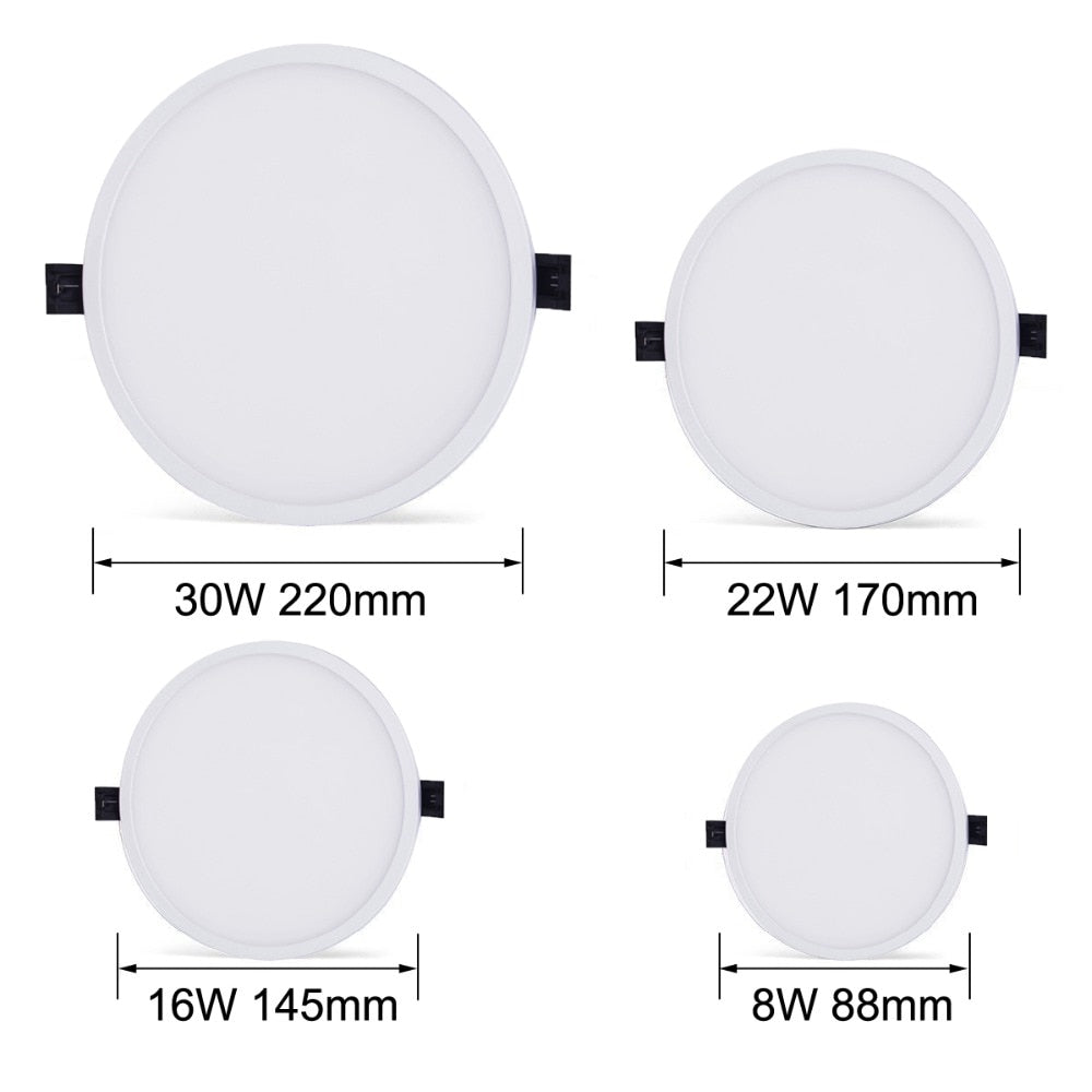 KHLITEC 2 PACK Downlight LED 8W 16W 22W 30W Round Recessed Surface Mounted LED Panel 85-265V For Living Room Bedroom Kitchen