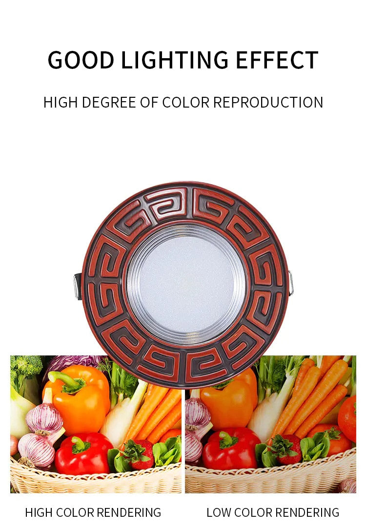 FLKL Chinatown Chinese Style LED Downlight 3W 5W Household Aluminum Alloy And Resin Material Embedded LED Downlight