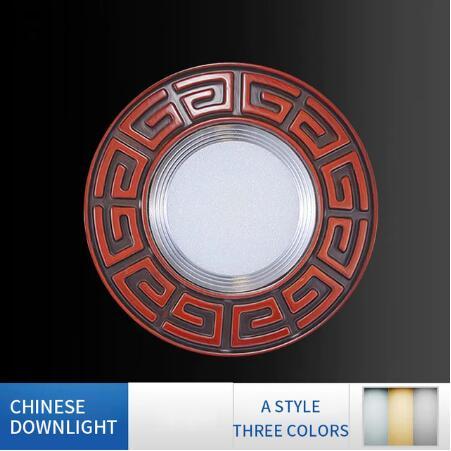 FLKL Chinatown Chinese Style LED Downlight 3W 5W Household Aluminum Alloy And Resin Material Embedded LED Downlight