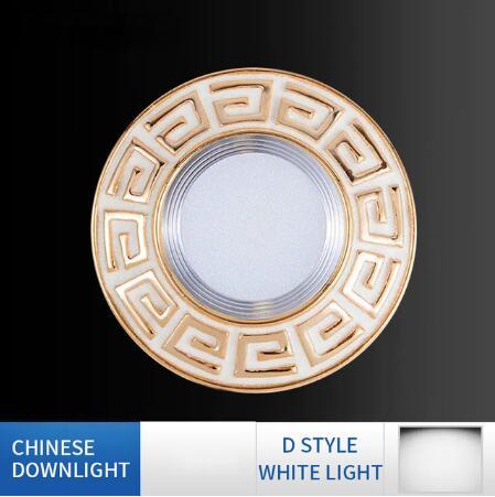 FLKL Chinatown Chinese Style LED Downlight 3W 5W Household Aluminum Alloy And Resin Material Embedded LED Downlight