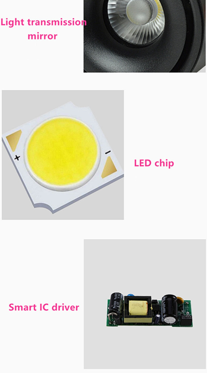 Surface Mounted Mini Embedded COB LED Downlights 8W 10W 12W 15W 360 degree rotation LED Ceiling Lamp Spot Light LED downlight