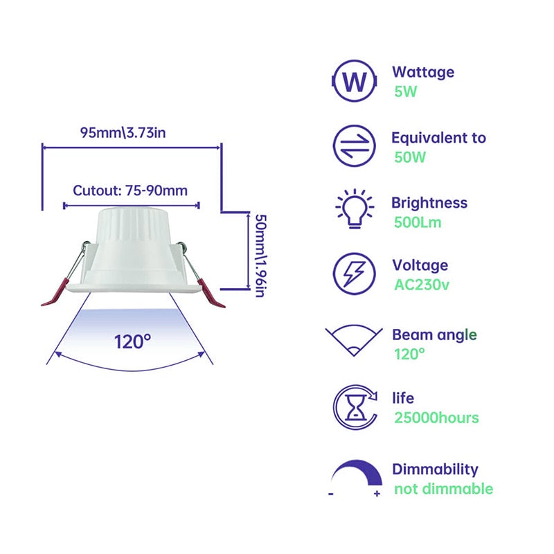 Bathroom Spotlight Household Tooling Embedded Downlight Bulb 6 Pcs 5w Bedroom Kitchen Indoor For Home Kitchen Spot Lighting