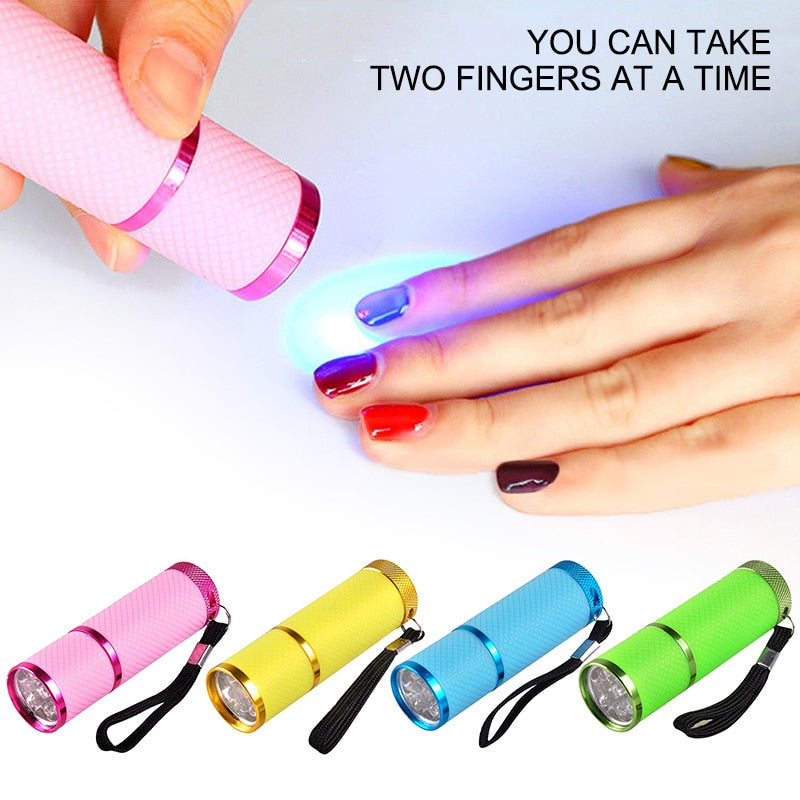 LED Flashlight UV Lamp Portable for Nail Gel Fast Dryer Cure 4 Colors Nail Dryer Mini LED Downlights Makeup Tools 12w 8.7* 2.6cm