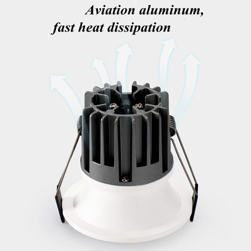 Dimmable COB downlight super bright embedded luminous LED spotlight home interior lighting AC220V anti-glare ceiling light