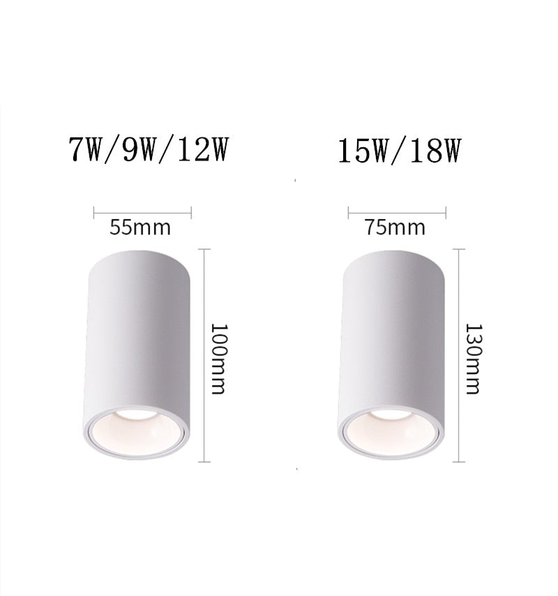 Round Dimmable Surface Mounted LED Downlights 7W 9W 12W 15W 18W COB LED Ceiling Spot Lights AC110-220V LED Lamp Indoor Lighting