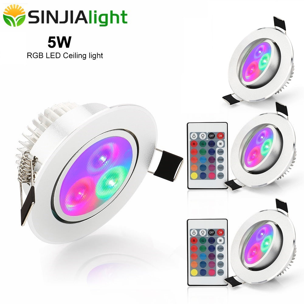 LED Downlight Ceiling Lights Recessed Spotlight with RGB Controller 4pcs/lot 5W RGB  led lamp for stage party decoration