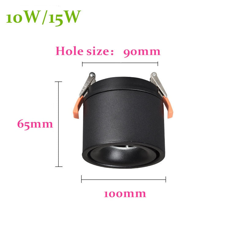 Dimmable Folding Rotating Anti Glare LED Downlights Epistar Chip 10W 15W COB Recessed Ceiling Lamps Spot Lights AC85-265V