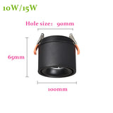 Dimmable Folding Rotating Anti Glare LED Downlights Epistar Chip 10W 15W COB Recessed Ceiling Lamps Spot Lights AC85-265V