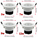 The new Super Bright Recessed LED Dimmable Downlight COB 5W 7W 9W 12W LED Spot light LED decoration Ceiling Lamp AC 110V 220V