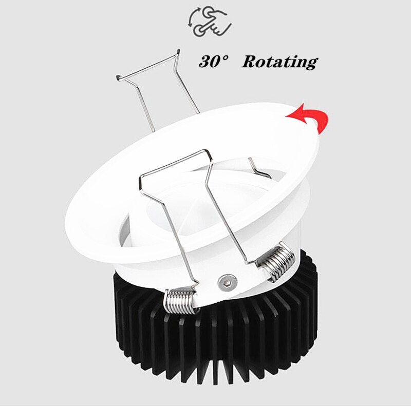 Narrow Border Anti-glare Dimmable Recessed COB LED Downlights AC85-265V 9W 12W 15W 20W LED Ceiling Lamps Hotel Villa Lighting