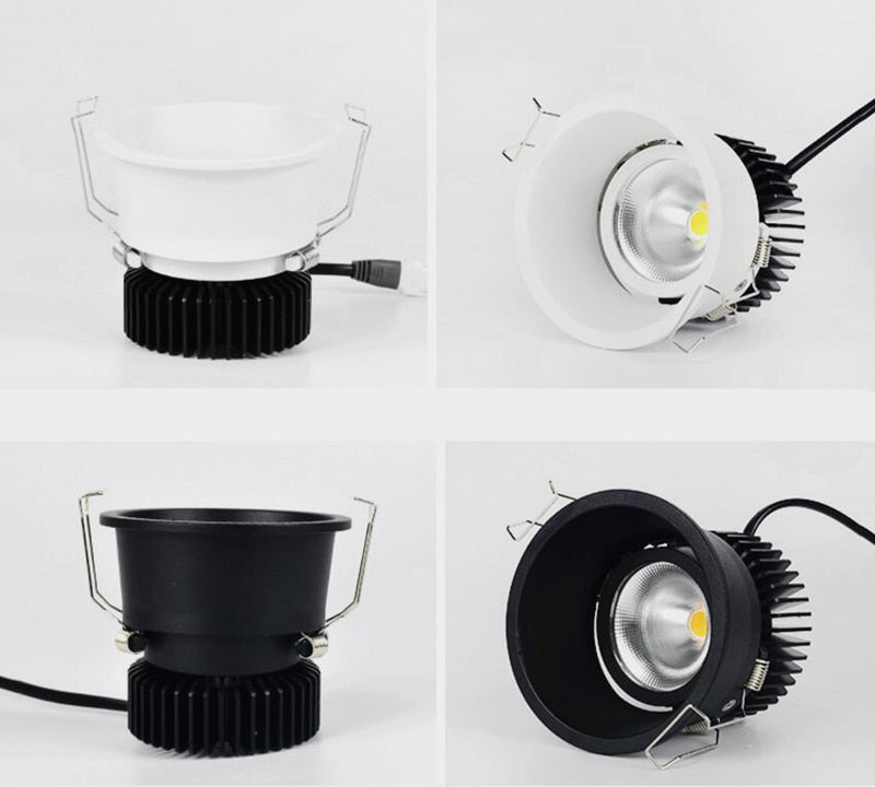 Narrow Border Anti-glare Dimmable Recessed COB LED Downlights AC85-265V 9W 12W 15W 20W LED Ceiling Lamps Hotel Villa Lighting