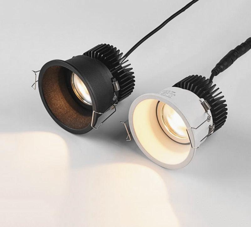 Narrow Border Anti-glare Dimmable Recessed COB LED Downlights AC85-265V 9W 12W 15W 20W LED Ceiling Lamps Hotel Villa Lighting