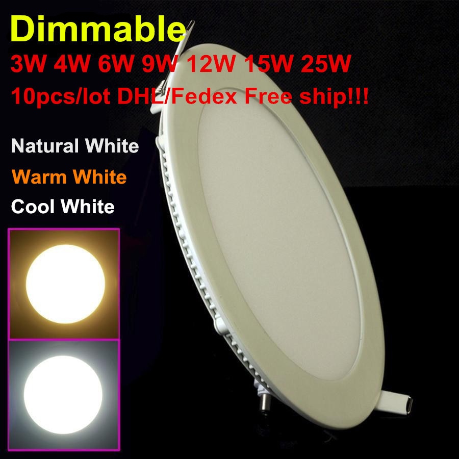 Dimmable LED Ceiling Downlight 6W 9W 12W 15W Recessed Panel Light 110-220V Warm White/White/Cold White indoor Panel Light