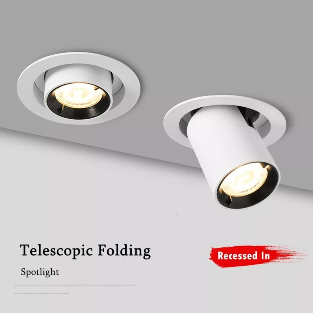 Led Recessed Lights Adjustable Led Spot Downlight Folding Rotating Indoor Ceiling Lamp AC110V 220V Room Kitchen Lamp