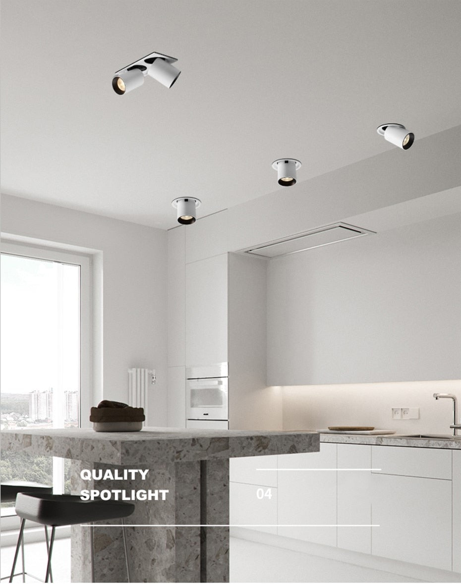 Led Recessed Lights Adjustable Led Spot Downlight Folding Rotating Indoor Ceiling Lamp AC110V 220V Room Kitchen Lamp
