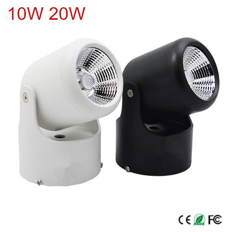 Led downlights Surface Mounted Ceiling Spot light 360 degree Rotation 10W 20W COB Ceiling Downlight White AC85-265V + Driver