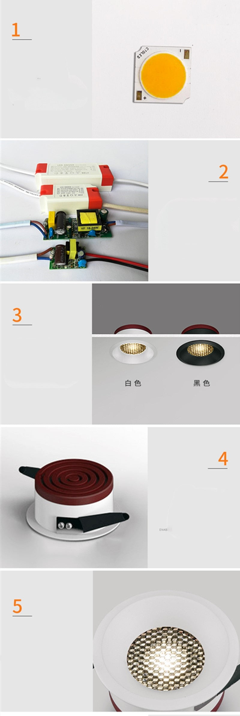Recessed Dimmable Anti Glare LED Downlights 7W/9W/12W/15W/18W COB Ceiling Spot Lights AC90~260V Background Lamps