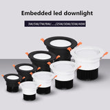 Circular Recessed LED Downlights 3W 7W 9W 12W 15W 40W COB LED Ceiling Spot Lights AC220-240V LED Ceiling Lamps Indoor Lighting