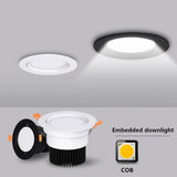 Circular Recessed LED Downlights 3W 7W 9W 12W 15W 40W COB LED Ceiling Spot Lights AC220-240V LED Ceiling Lamps Indoor Lighting