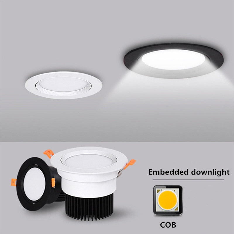 Circular Recessed LED Downlights 3W 7W 9W 12W 15W 40W COB LED Ceiling Spot Lights AC220-240V LED Ceiling Lamps Indoor Lighting